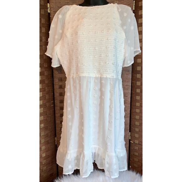 V Neck, Flutter Sleeve Mini Dress- Size Large (12-14) - Picture 5 of 5